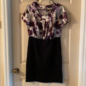Silk black and purple pencil dress